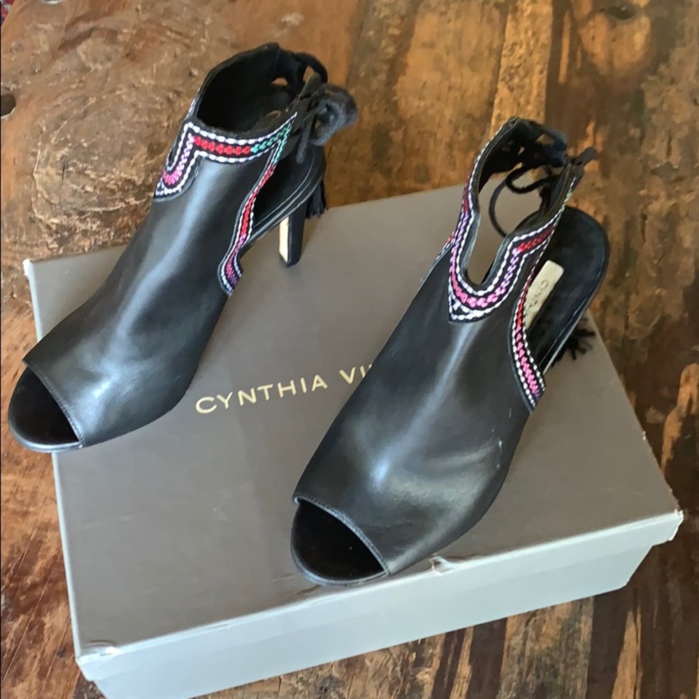 Cynthia Vincent heels with tie in the back